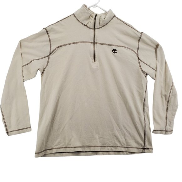 Timberland Shirt Men's Long Sleeve 1/4 Zip Pullover High Neck Tan Extra Large - Picture 1 of 12